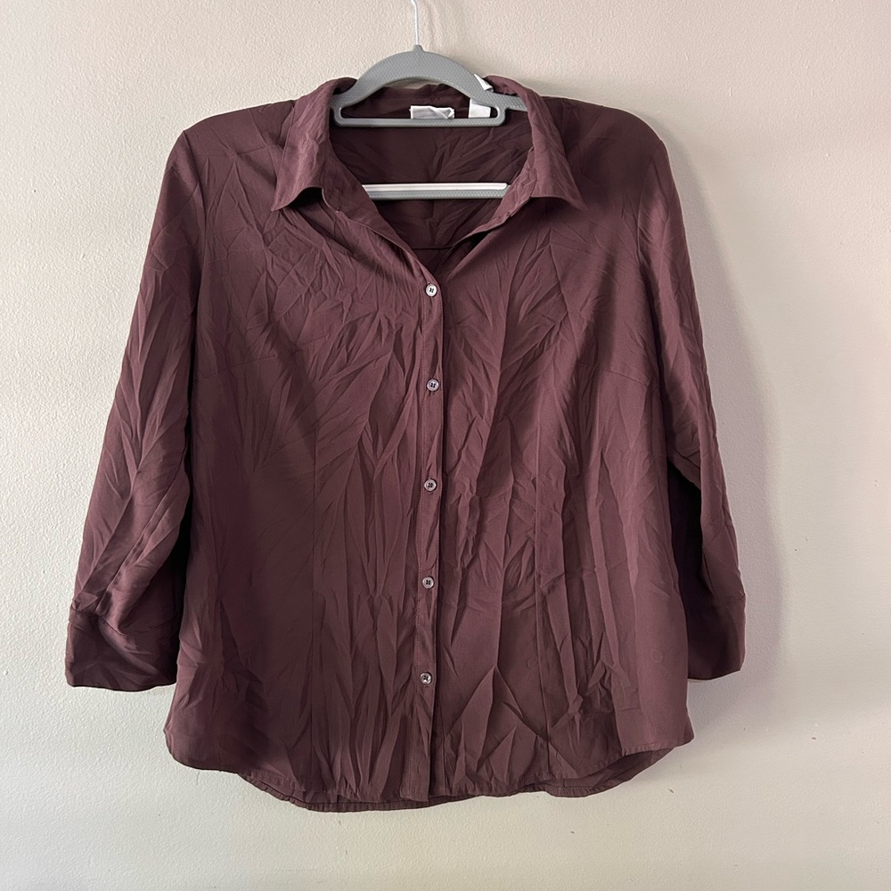 Brown Button-Up Blouse